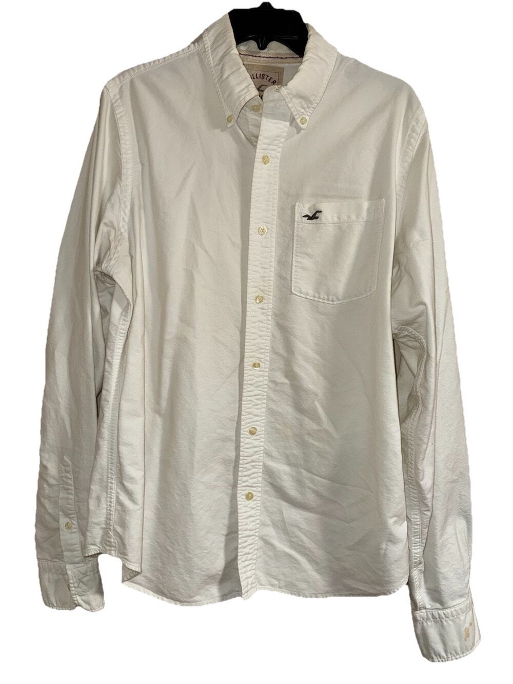 Hollister California White Oxford Button Front Shirt Men's XL Long Sleeve Cotton
